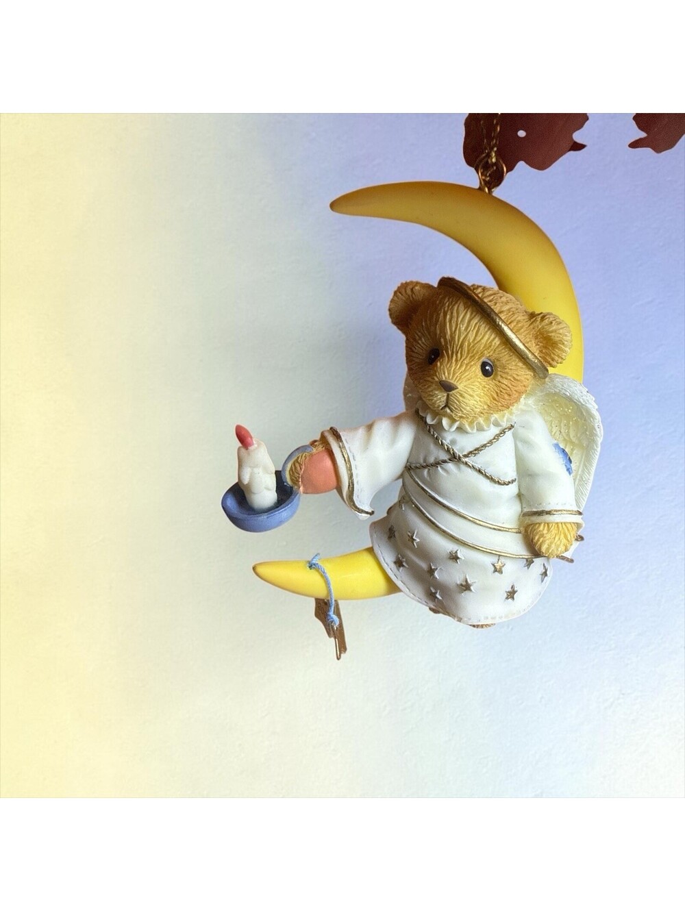 Enseco Cherished Teddies 2000 Angel Bear On Moon Hanging Ornament #706663
